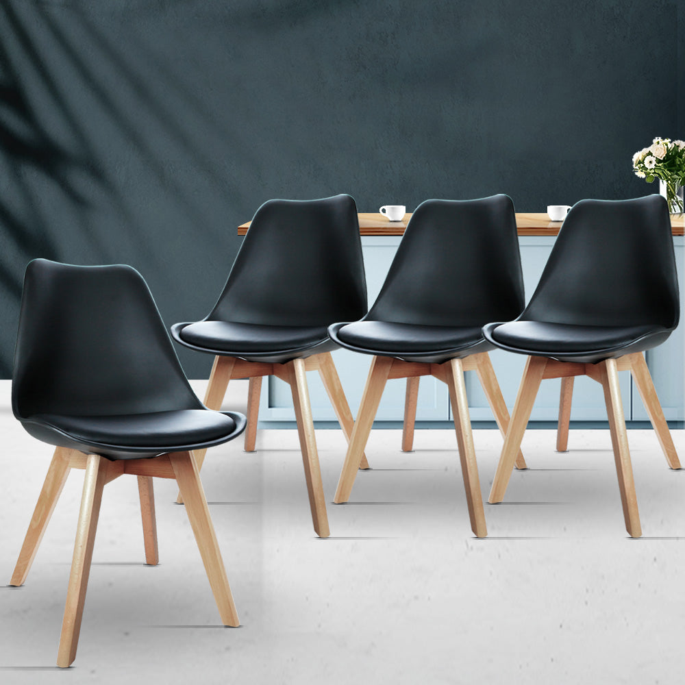 Chair Kingdom Dining Chairs Set of 4 Black Leather DSW