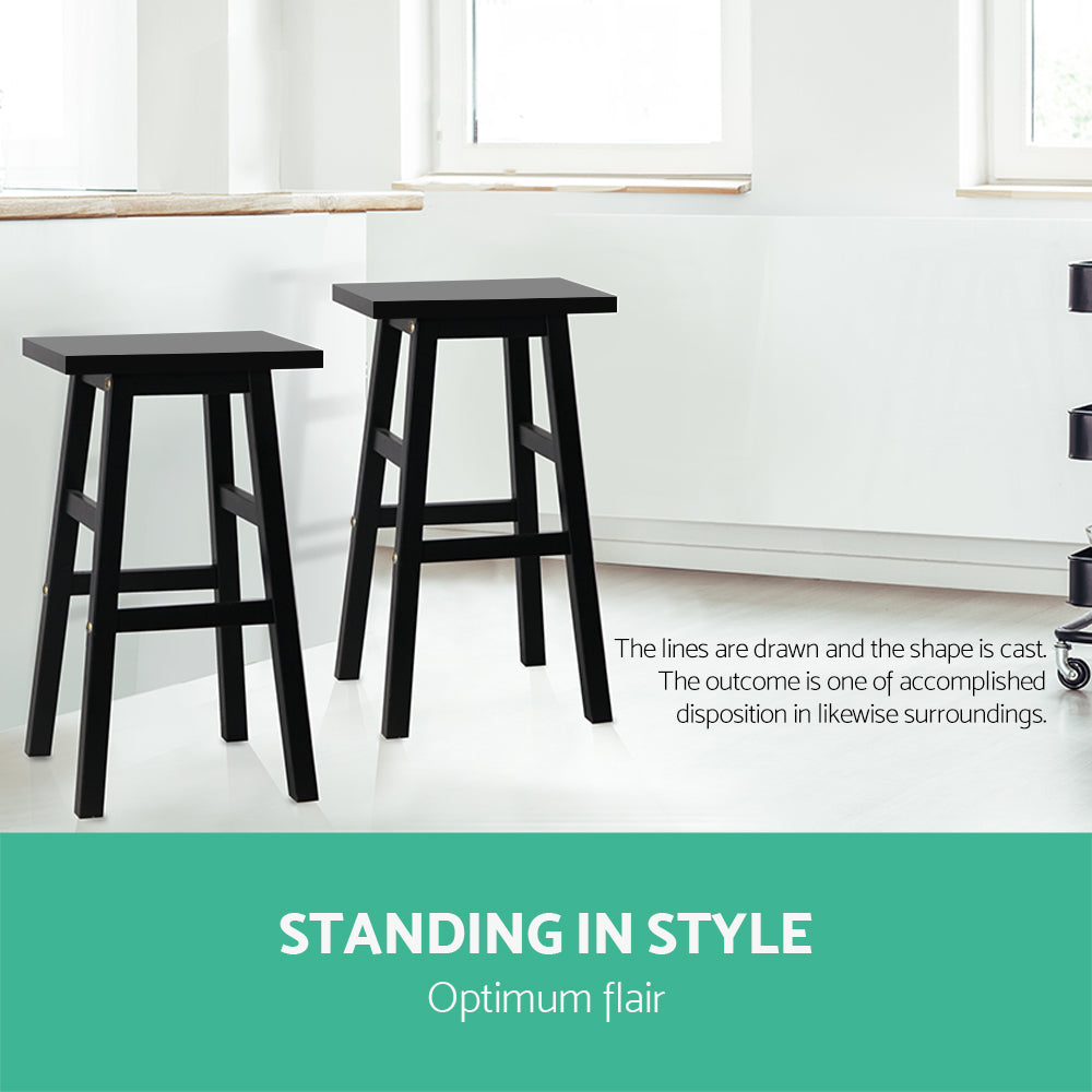 Chair Kingdom Bar Stools Kitchen Counter Stools Wooden Chairs Black x2