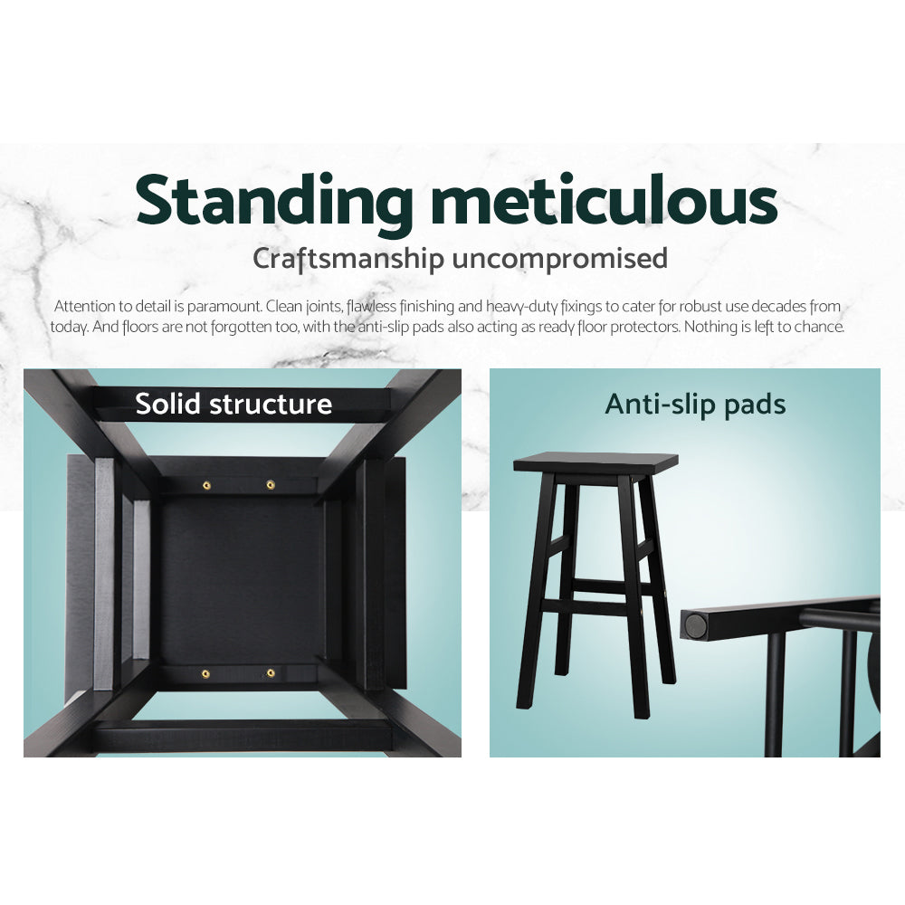 Chair Kingdom Bar Stools Kitchen Counter Stools Wooden Chairs Black x2