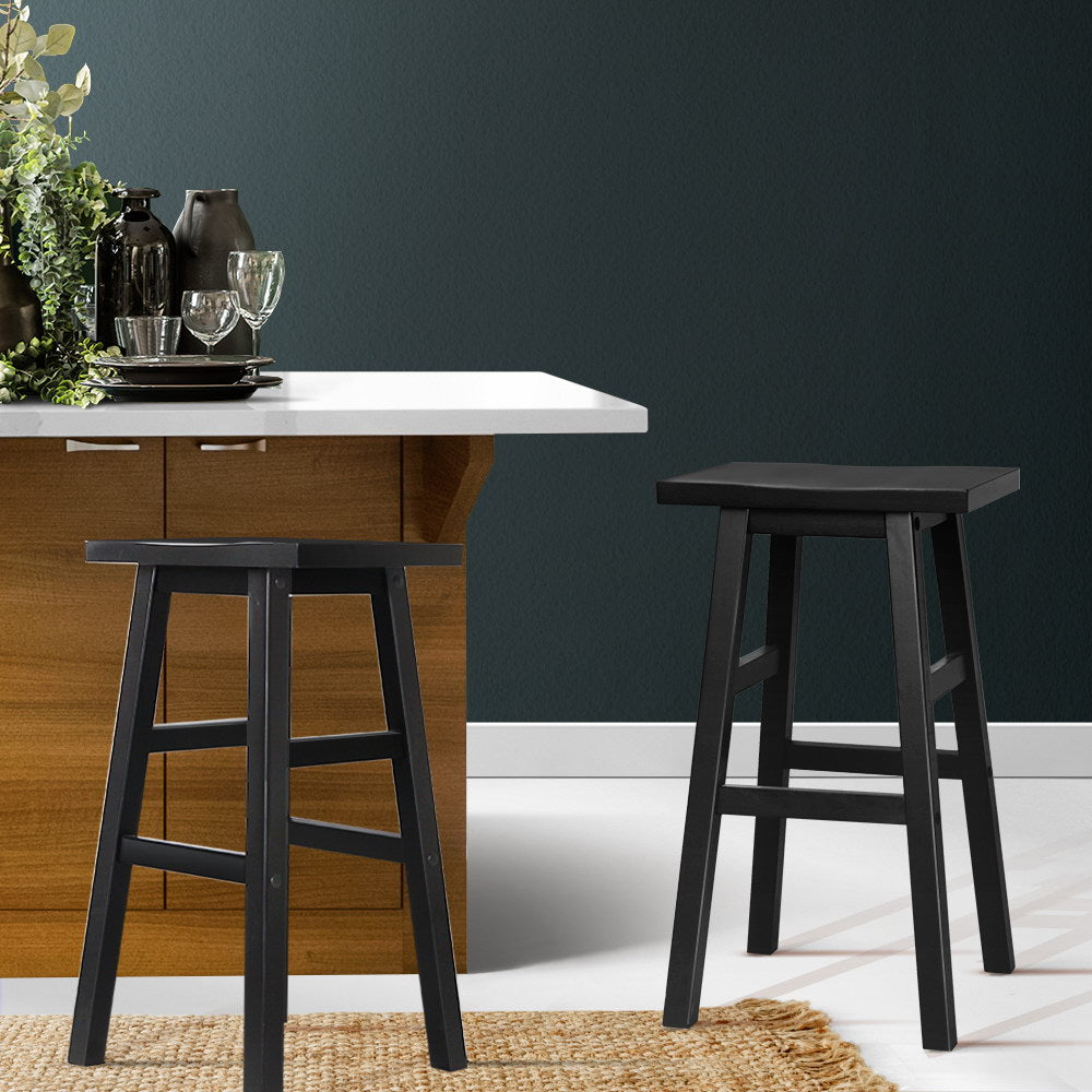 Chair Kingdom Bar Stools Kitchen Counter Stools Wooden Chairs Black x2