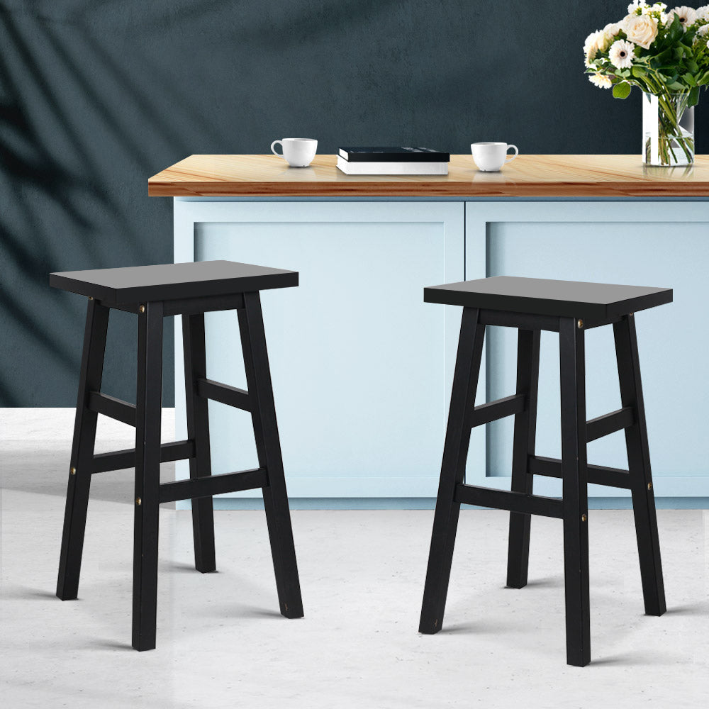 Chair Kingdom Bar Stools Kitchen Counter Stools Wooden Chairs Black x2