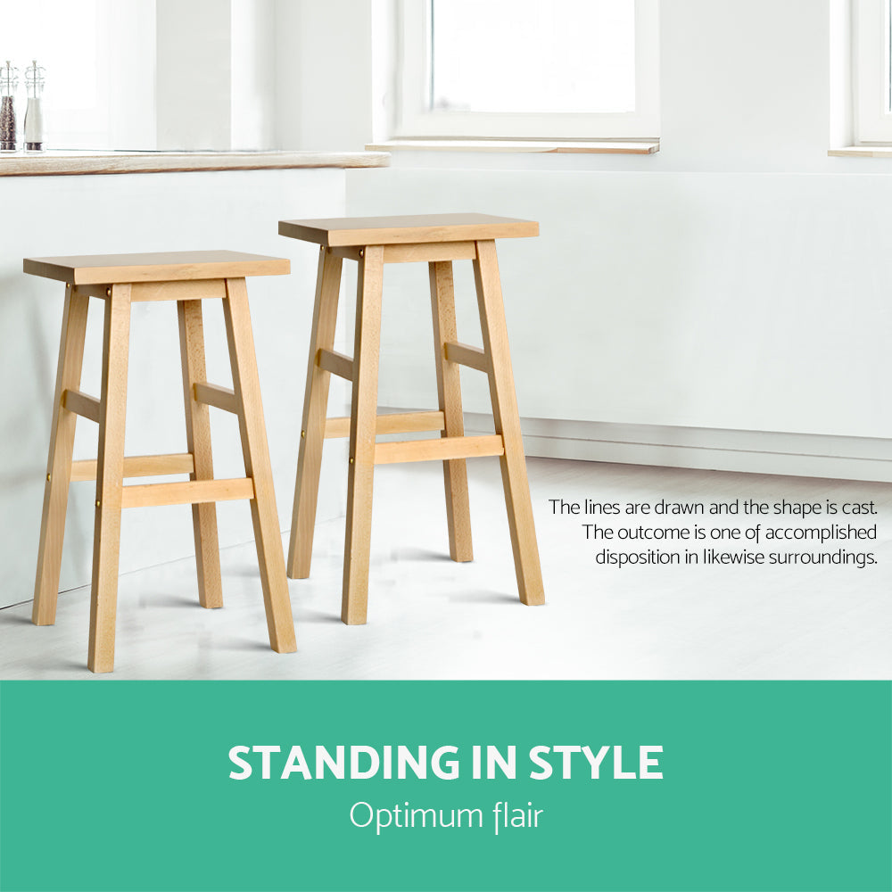 Chair Kingdom Bar Stools Kitchen Counter Stools Wooden Chairs Natural x2