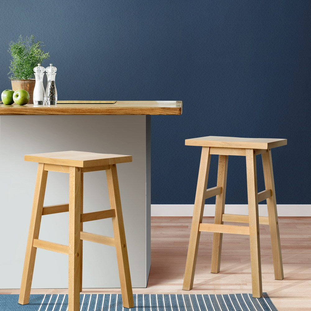 Chair Kingdom Bar Stools Kitchen Counter Stools Wooden Chairs Natural x2