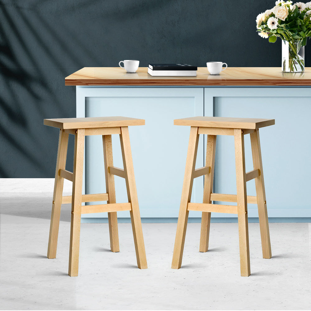 Chair Kingdom Bar Stools Kitchen Counter Stools Wooden Chairs Natural x2