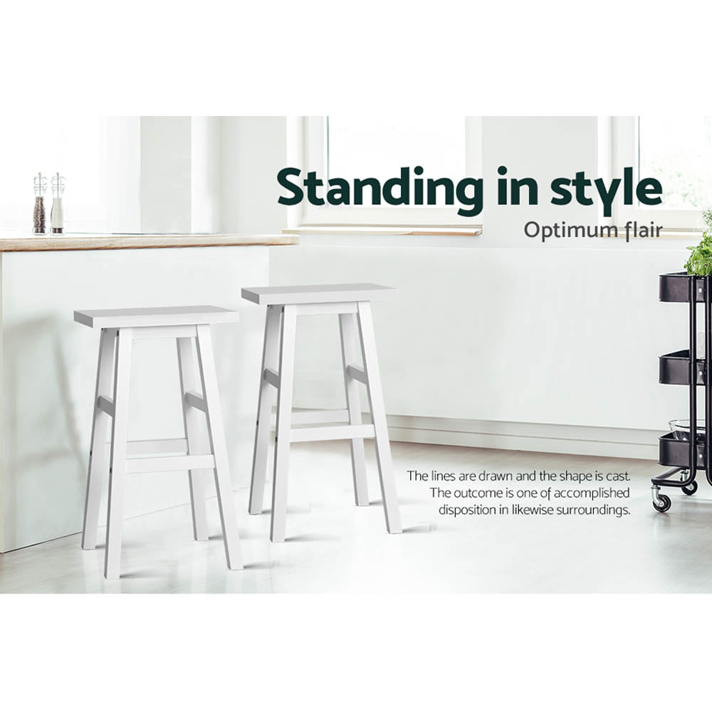 Chair Kingdom Bar Stools Kitchen Counter Stools Wooden Chairs White x2