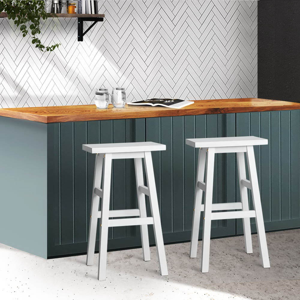 Chair Kingdom Bar Stools Kitchen Counter Stools Wooden Chairs White x2
