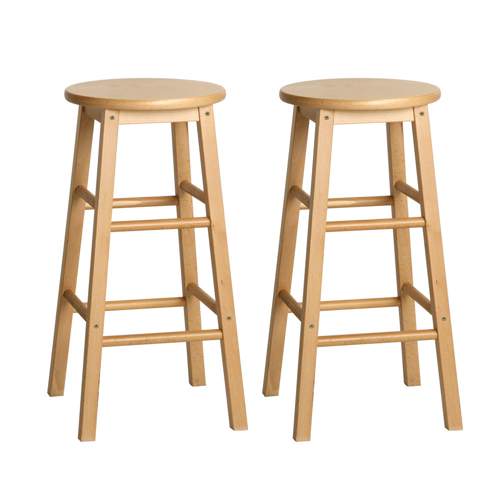 Chair Kingdom 2x Bar Stools Round Chairs Wooden Nature
