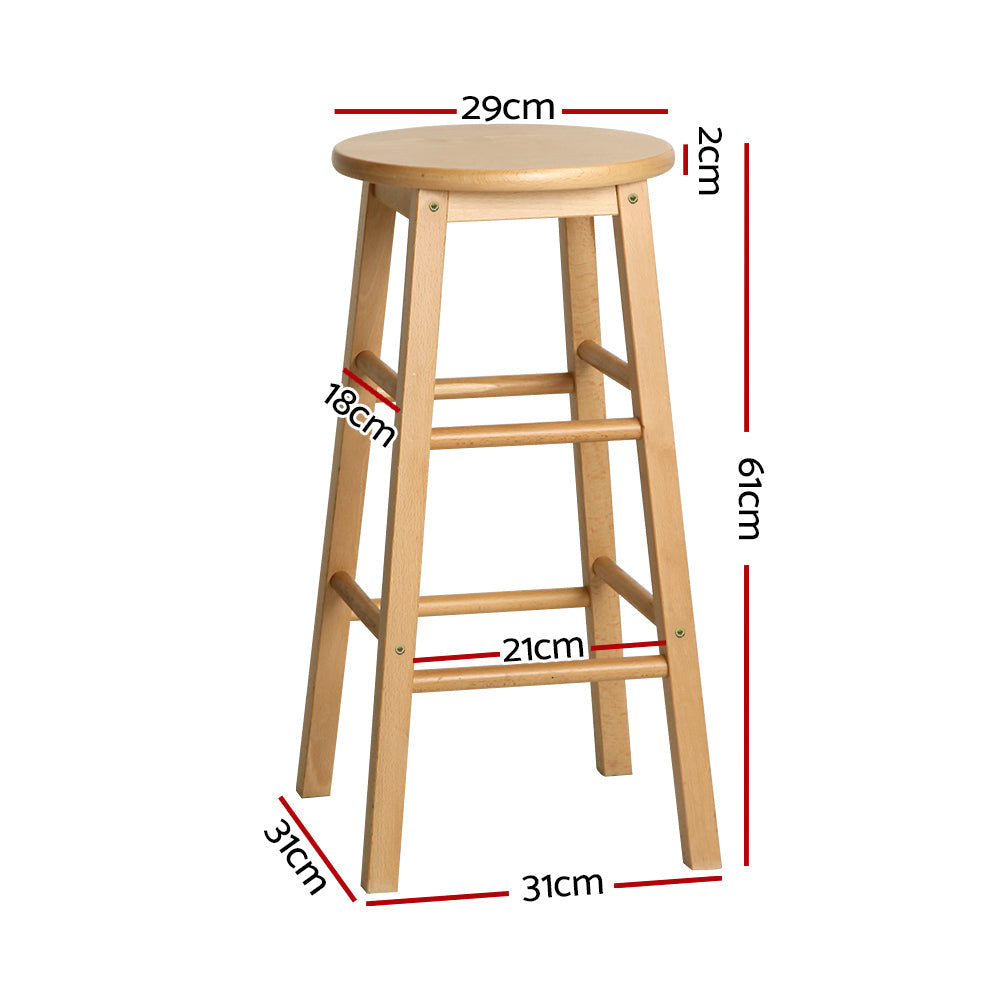 Chair Kingdom 2x Bar Stools Round Chairs Wooden Nature