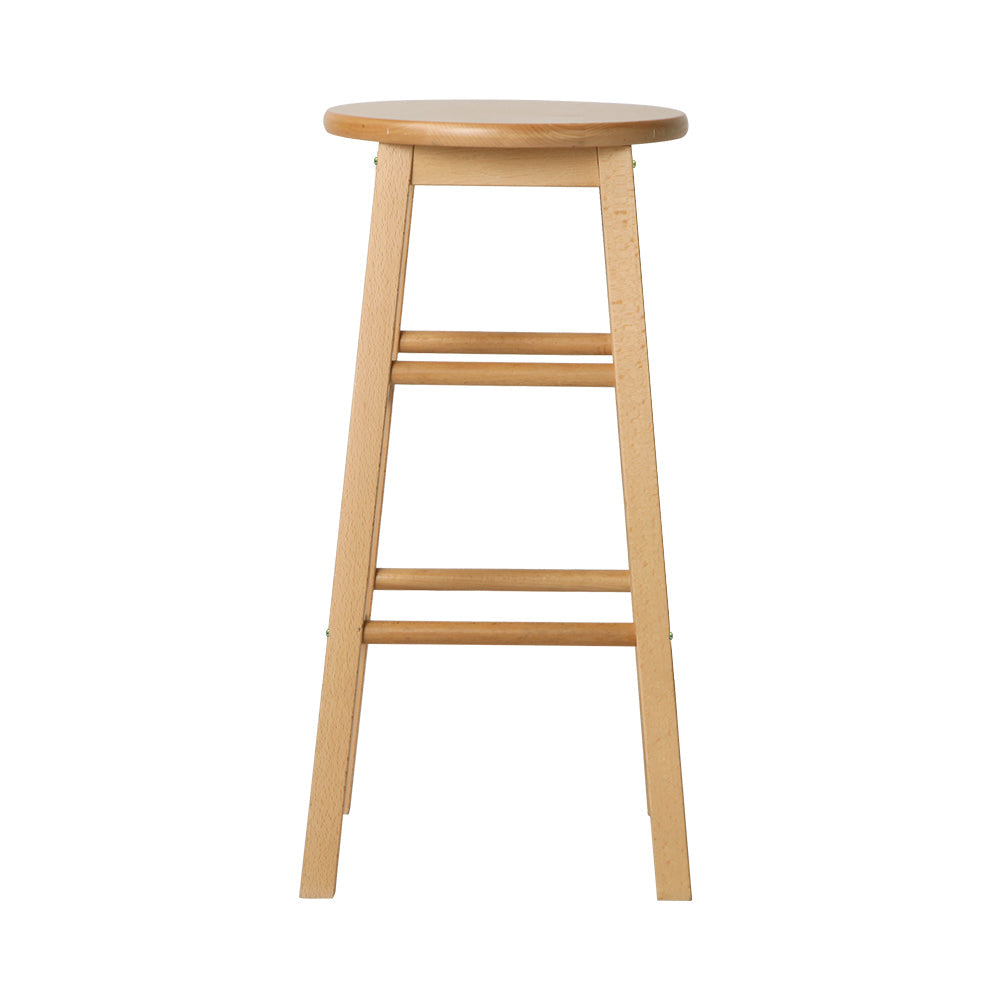 Chair Kingdom 2x Bar Stools Round Chairs Wooden Nature