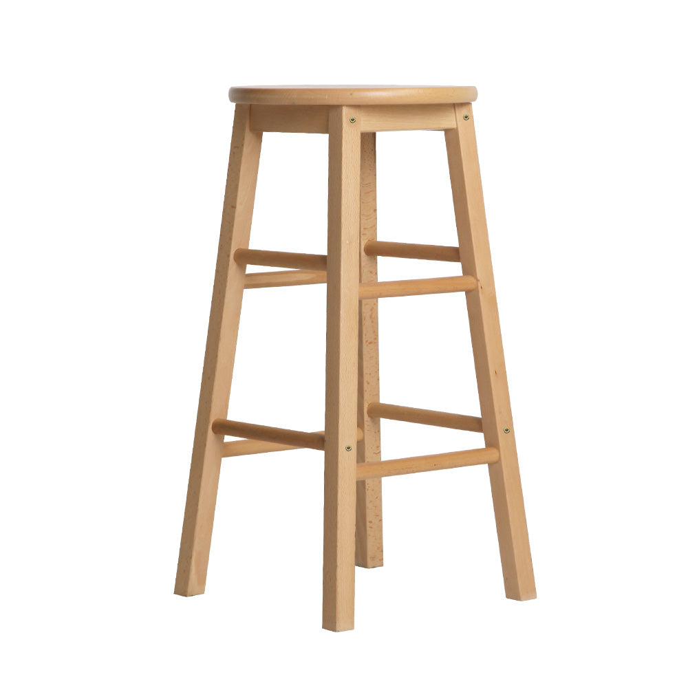 Chair Kingdom 2x Bar Stools Round Chairs Wooden Nature