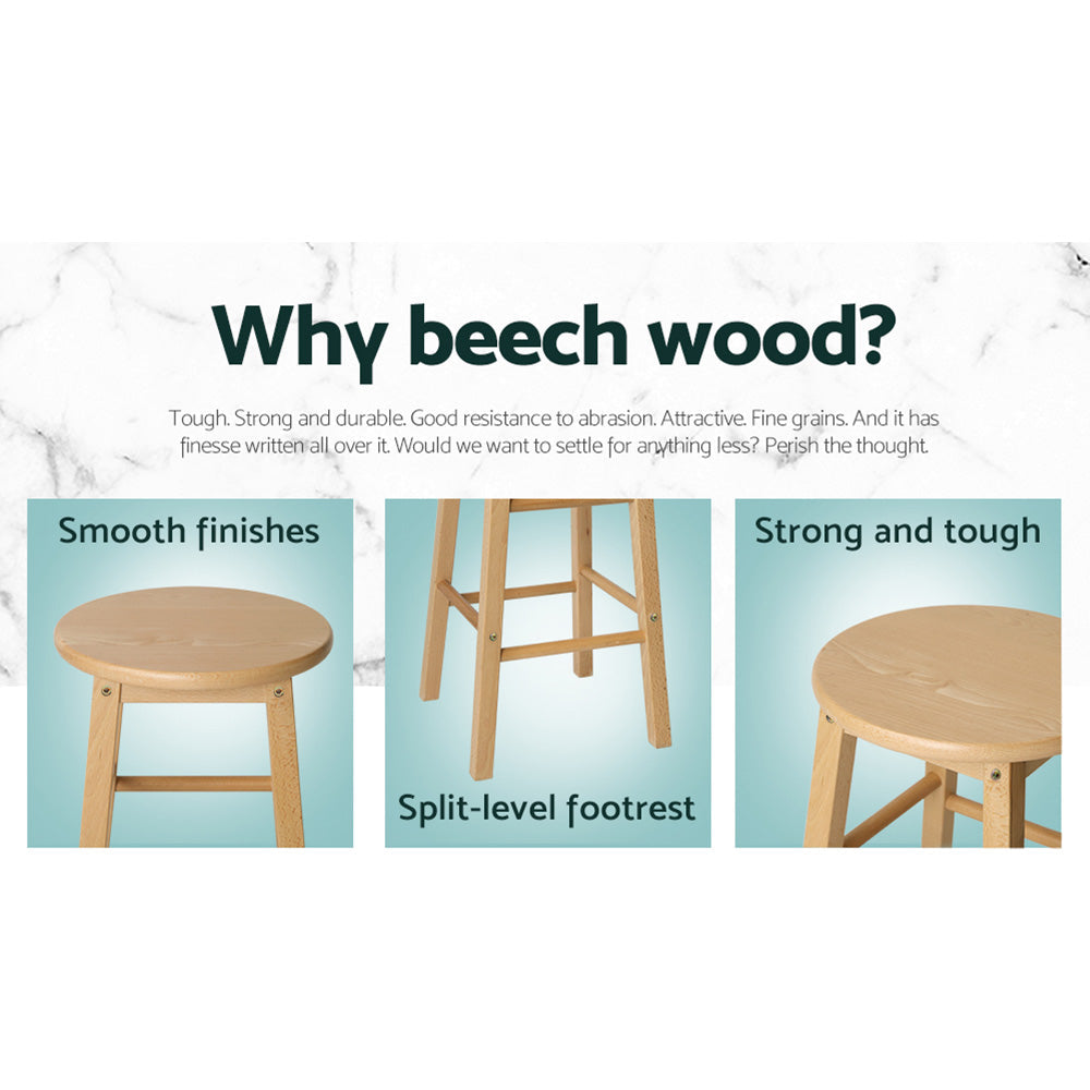 Chair Kingdom 2x Bar Stools Round Chairs Wooden Nature