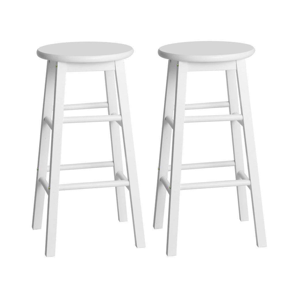 Chair Kingdom 2x Bar Stools Round Chairs Wooden White