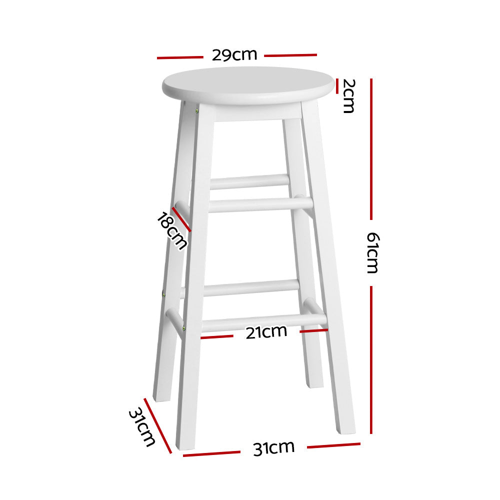 Chair Kingdom 2x Bar Stools Round Chairs Wooden White