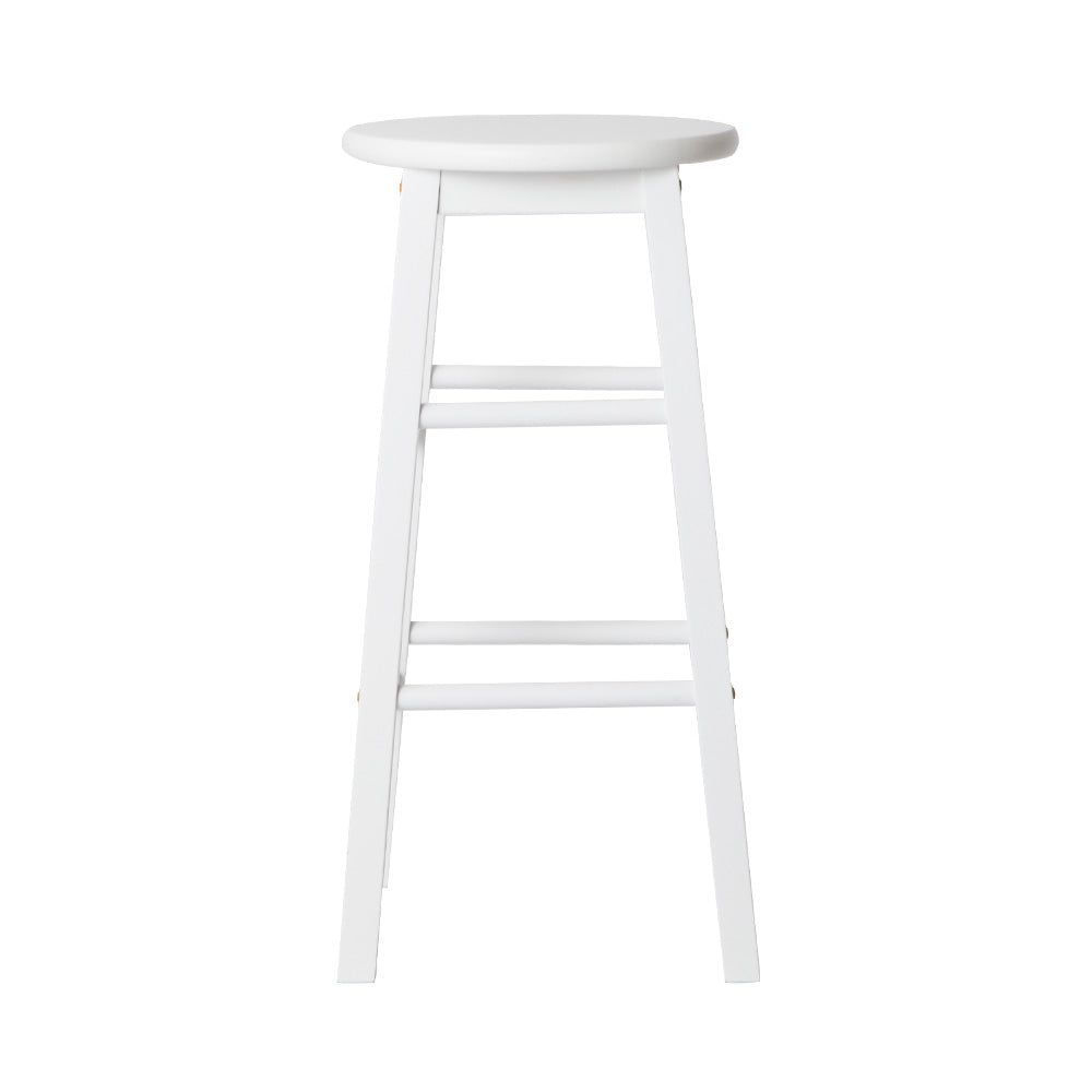 Chair Kingdom 2x Bar Stools Round Chairs Wooden White