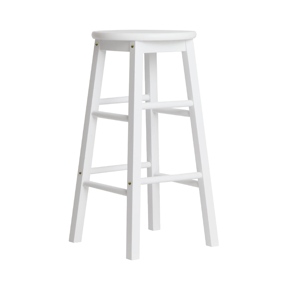 Chair Kingdom 2x Bar Stools Round Chairs Wooden White