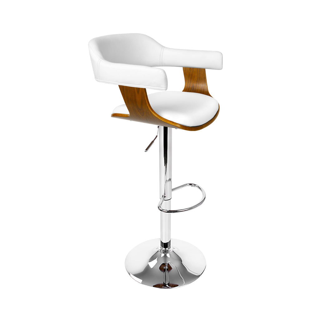 Chair Kingdom Bar Stools Gas Lift Leather w/Armrest White