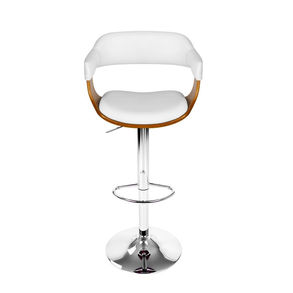 Chair Kingdom Bar Stools Gas Lift Leather w/Armrest White