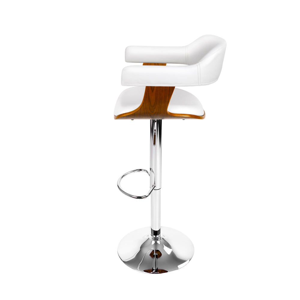 Chair Kingdom Bar Stools Gas Lift Leather w/Armrest White