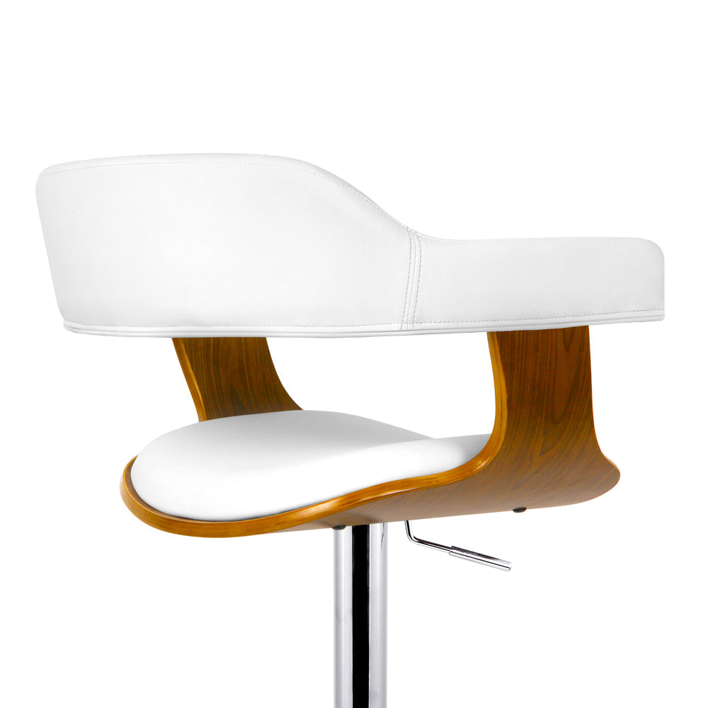 Chair Kingdom Bar Stools Gas Lift Leather w/Armrest White