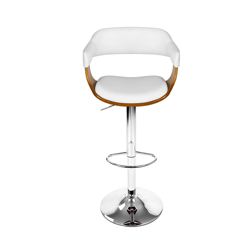 Chair Kingdom 2x Bar Stools Gas Lift Leather w/Armrest White