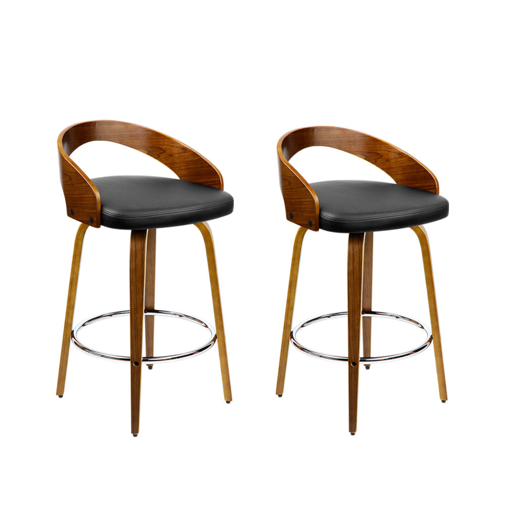 Chair Kingdom 2x Bar Stools Swivel Seat Curving Backrest
