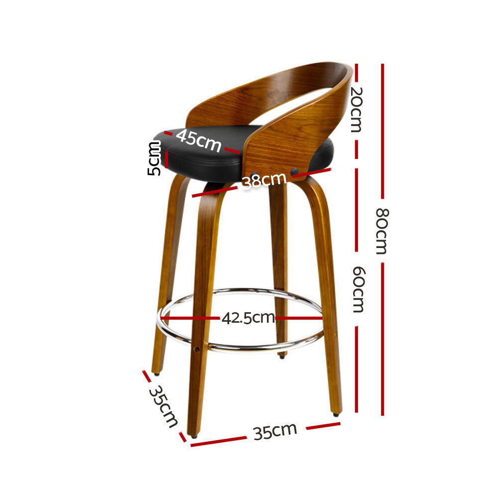 Chair Kingdom 2x Bar Stools Swivel Seat Curving Backrest