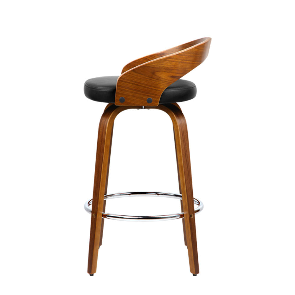 Chair Kingdom 2x Bar Stools Swivel Seat Curving Backrest
