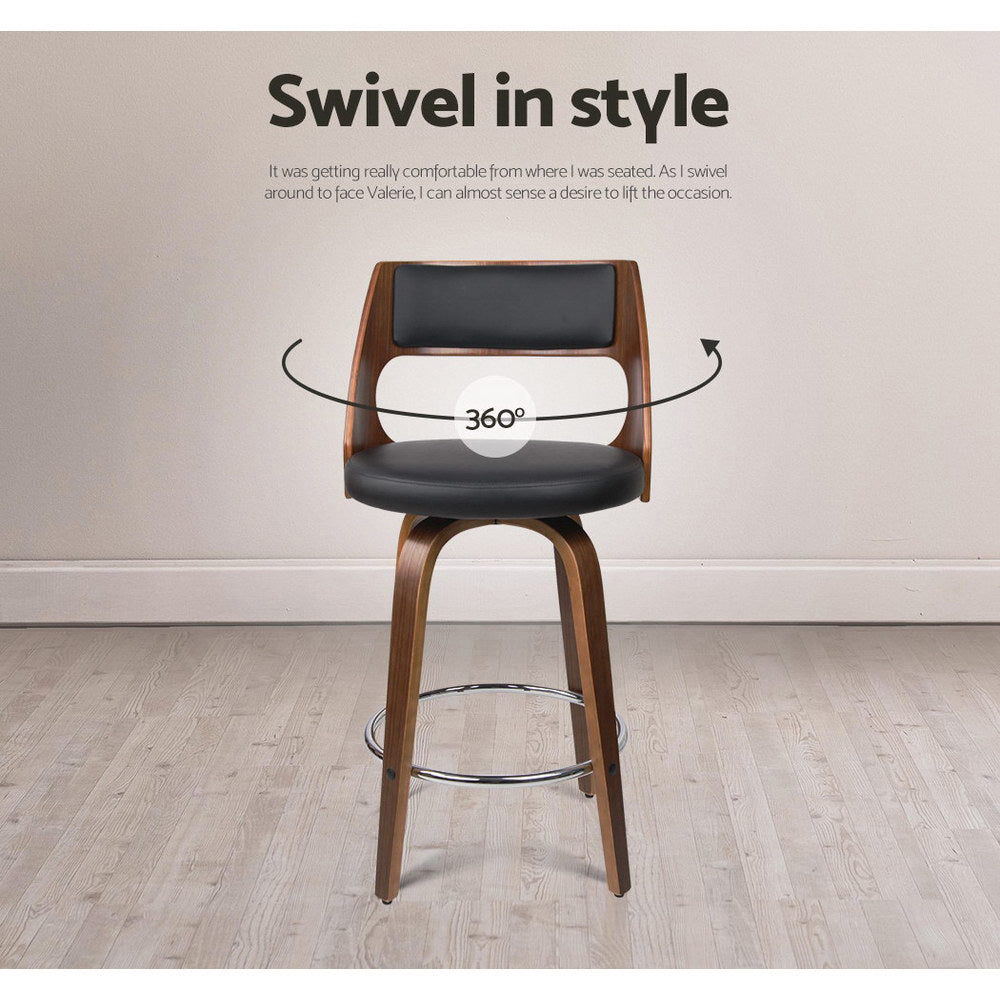 Chair Kingdom 4x Bar Stools Swivel Leather Chair 76cm