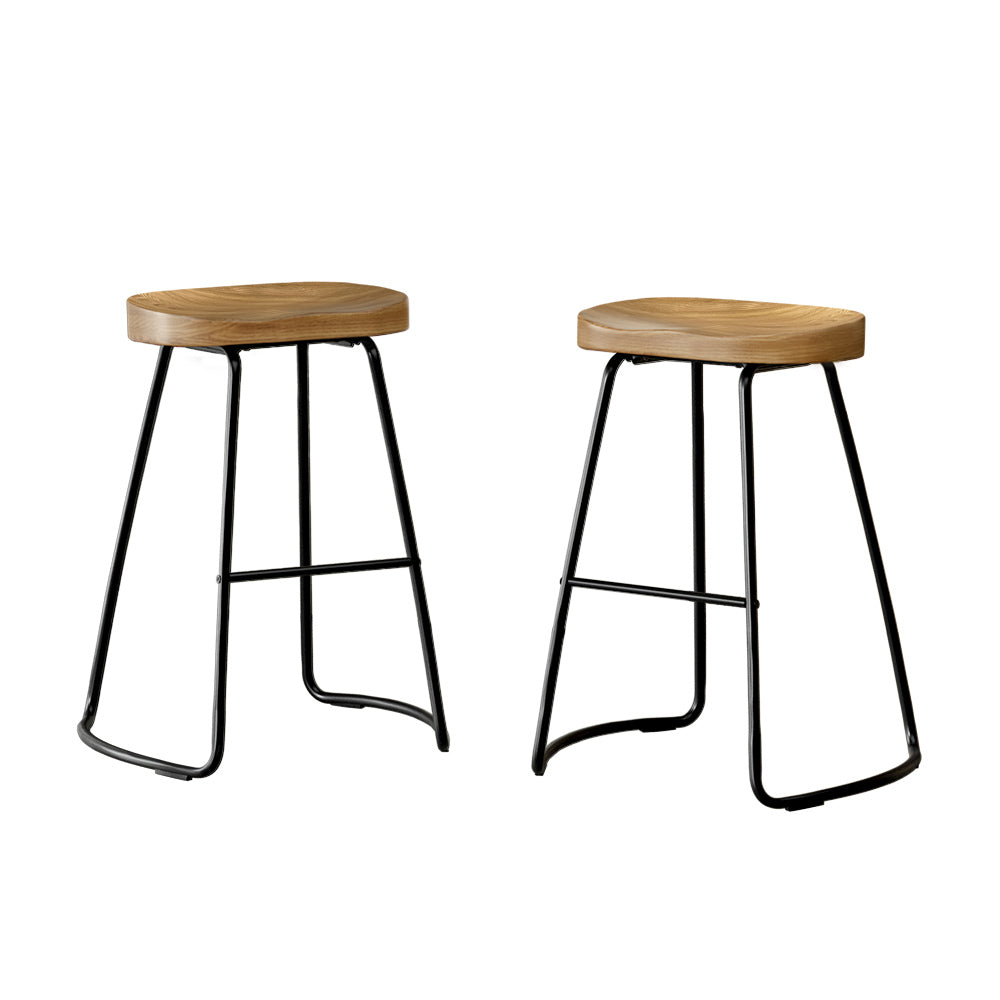 Chair Kingdom 2x Bar Stools Tractor Seat 65cm Wooden