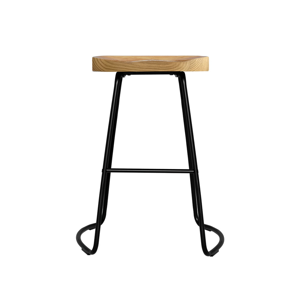 Chair Kingdom 2x Bar Stools Tractor Seat 65cm Wooden