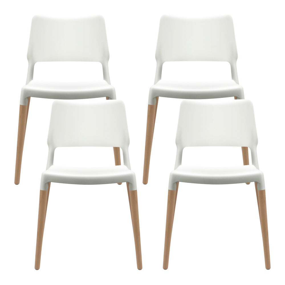 Chair Kingdom Dining Chairs White Stackable Set of 4