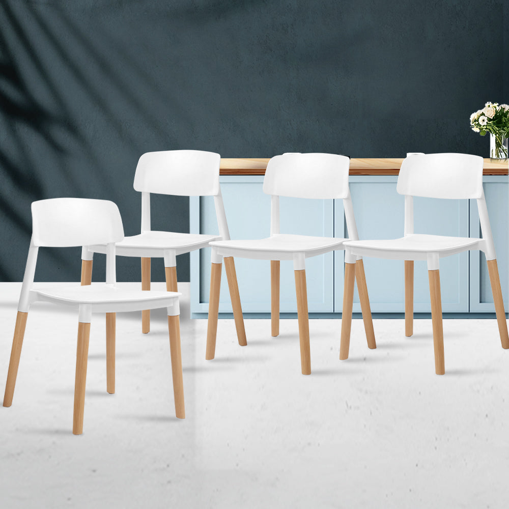 Chair Kingdom Dining Chairs White Stackable Set of 4