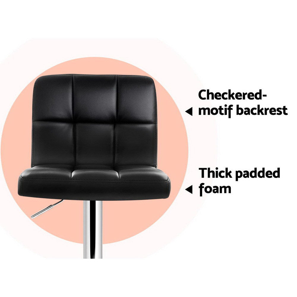 Chair Kingdom 2x Bar Stools Leather Gas Lift Black