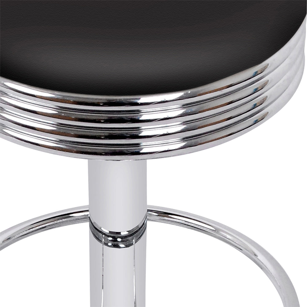Chair Kingdom Set of 2 Backless PU Leather Bar Stools - Black and Chrome
