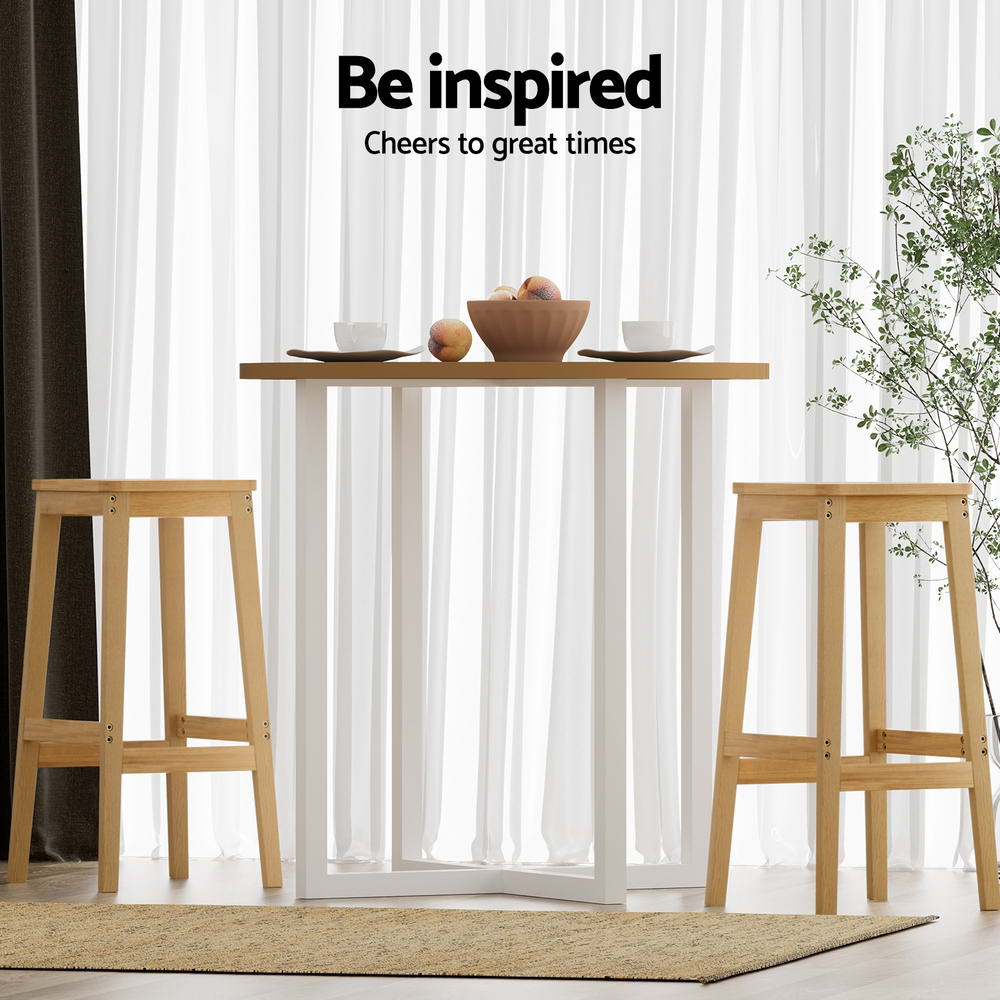 Chair Kingdom 2x Bar Stools Rubber Wood Stool Counter Chair Rattan Barstools Kitchen