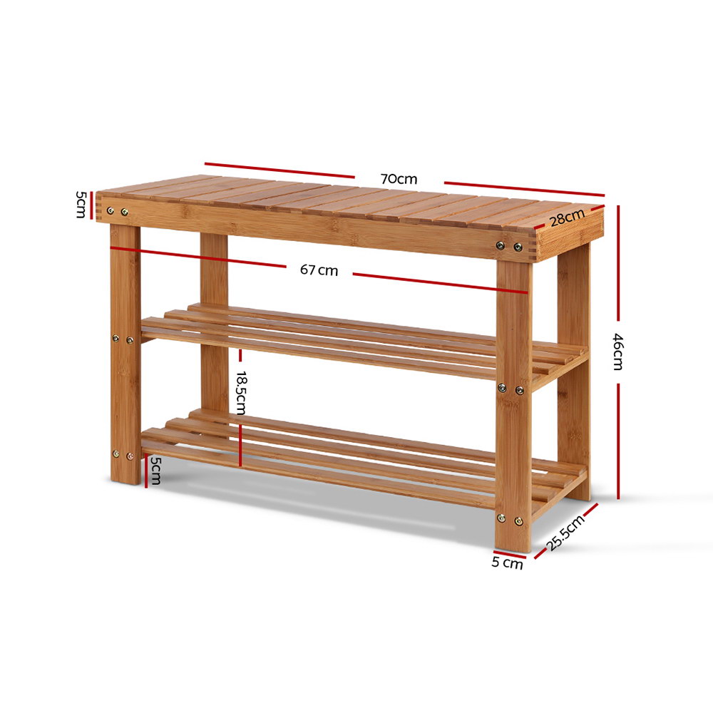 Chair Kingdom Bamboo Shoe Rack Wooden Seat Bench Organiser Shelf Stool