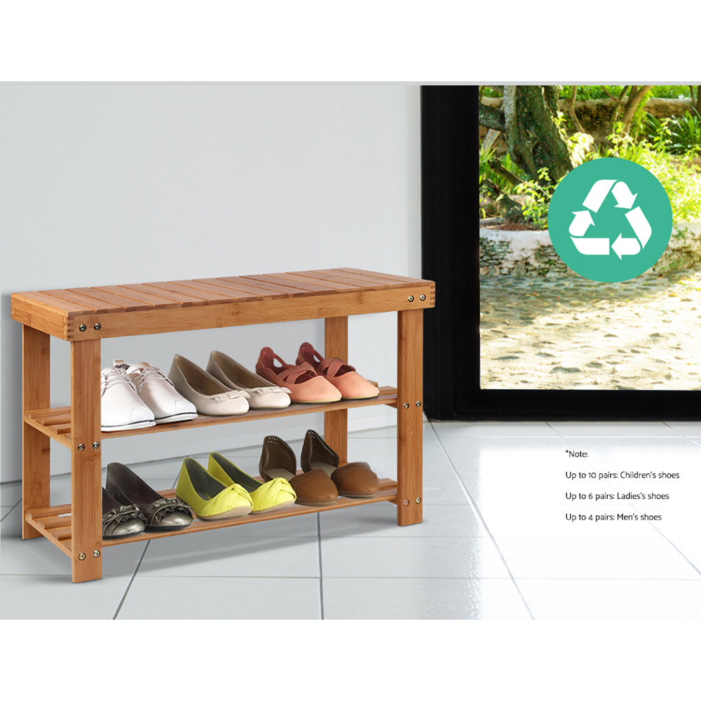 Chair Kingdom Bamboo Shoe Rack Wooden Seat Bench Organiser Shelf Stool
