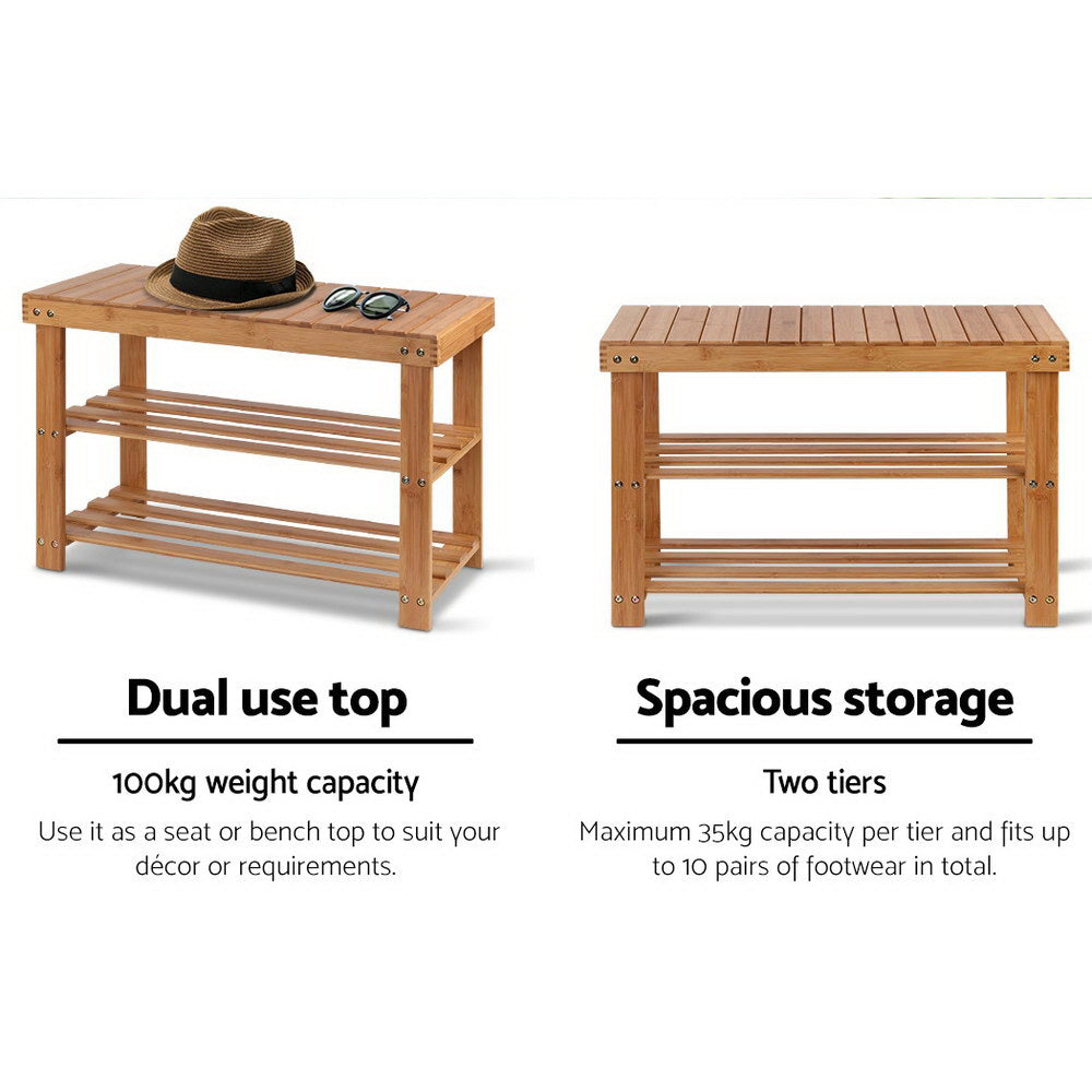 Chair Kingdom Bamboo Shoe Rack Wooden Seat Bench Organiser Shelf Stool