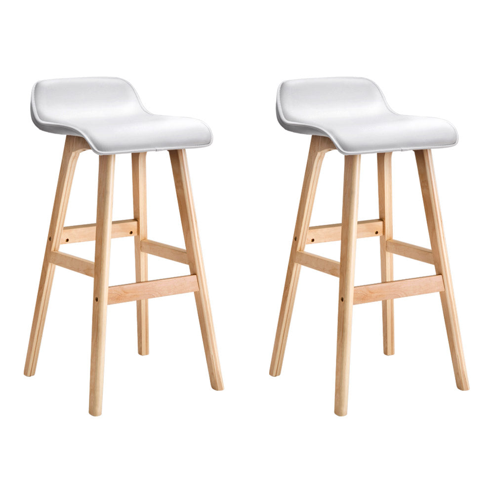 Chair Kingdom 2x Bar Stools Wooden Stool White