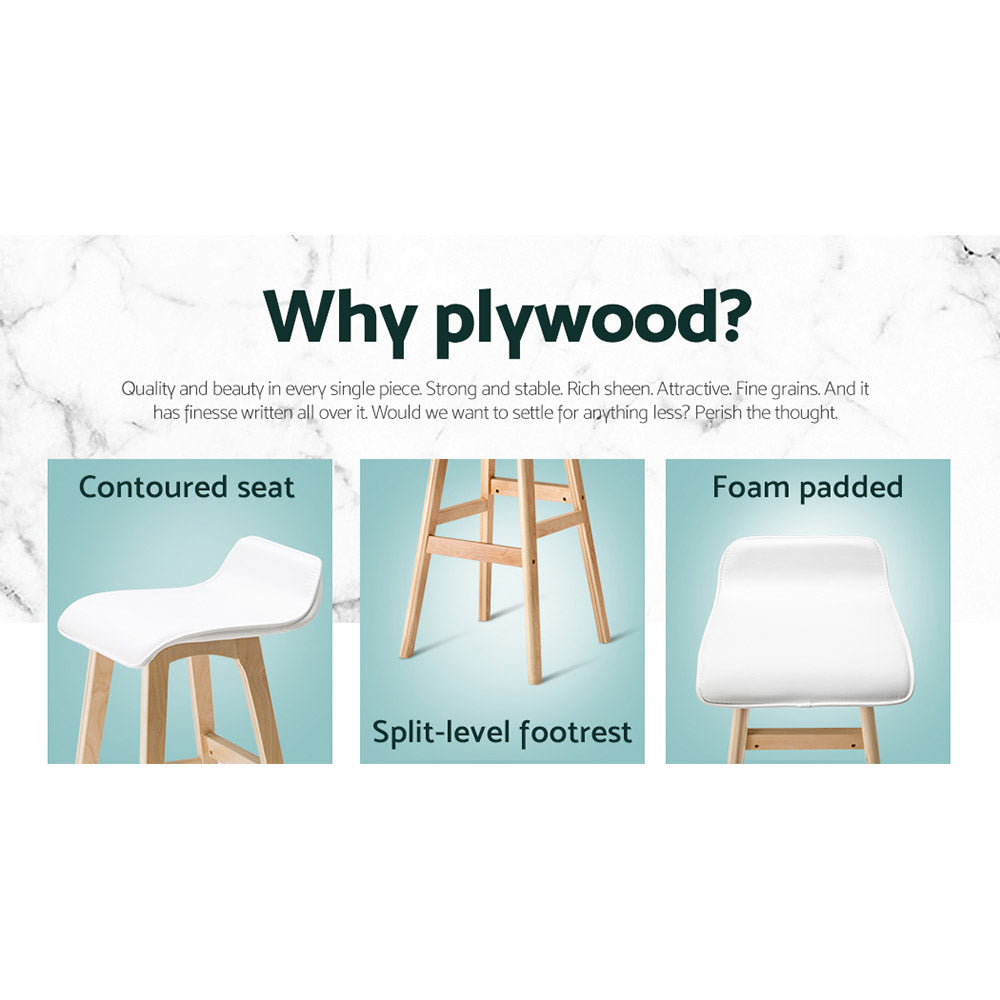 Chair Kingdom 2x Bar Stools Wooden Stool White