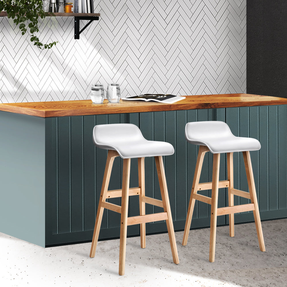 Chair Kingdom 2x Bar Stools Wooden Stool White