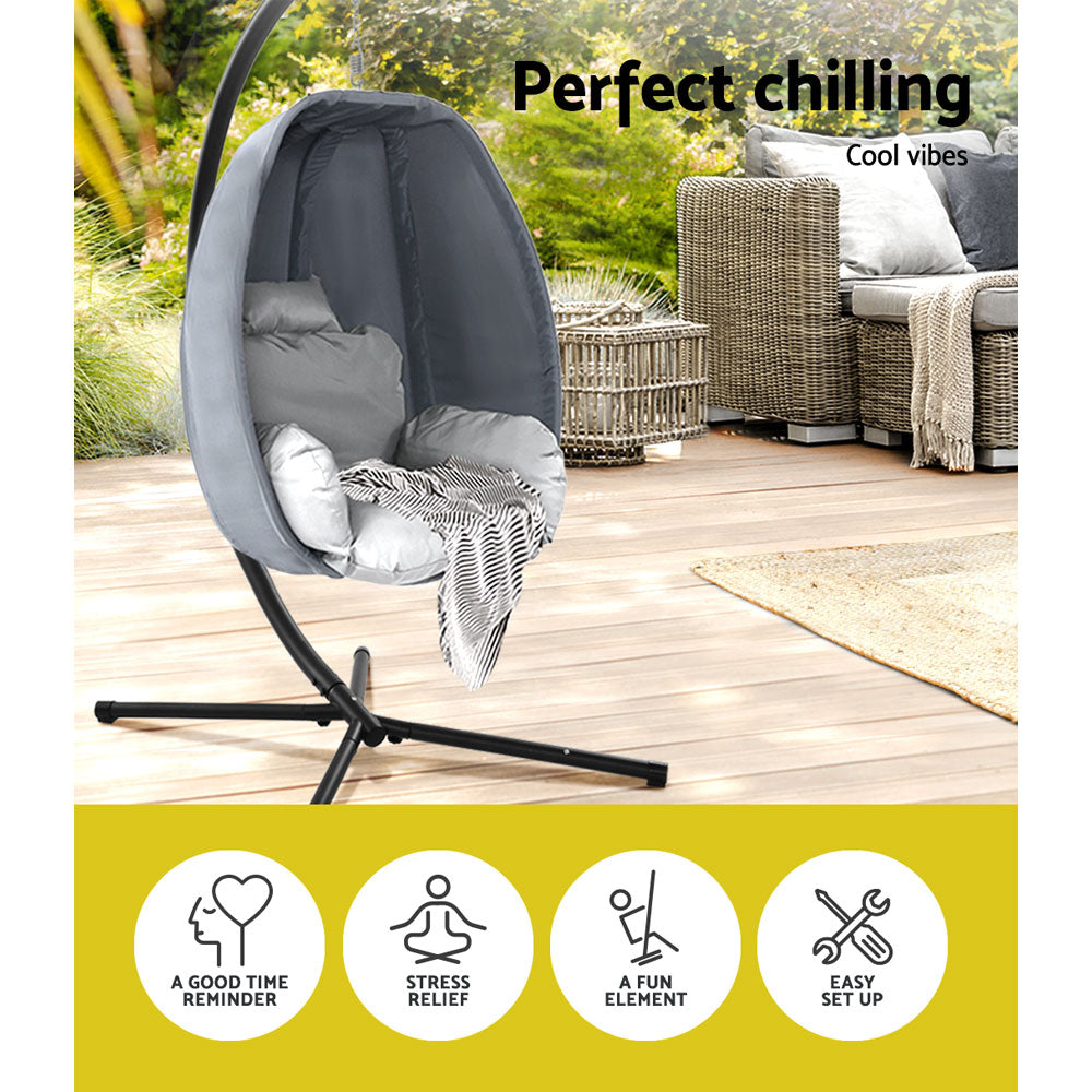 Chair Kingdom Grey Luxury Hanging Swing Chair Pod