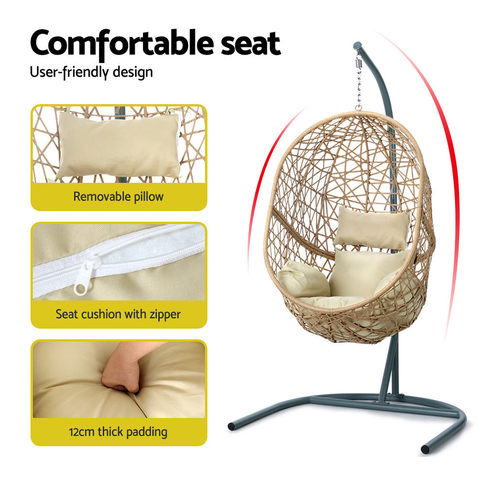 Sorrento Cream Premium Swing Egg Chair with Stand