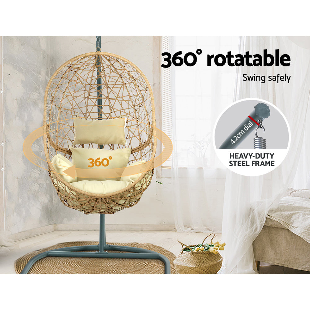 Sorrento Cream Premium Swing Egg Chair with Stand
