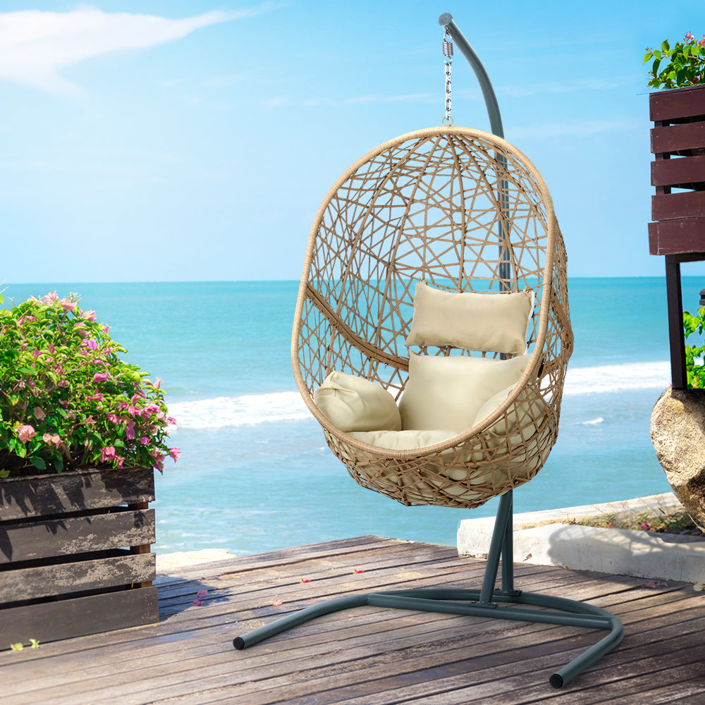 Sorrento Cream Premium Swing Egg Chair with Stand