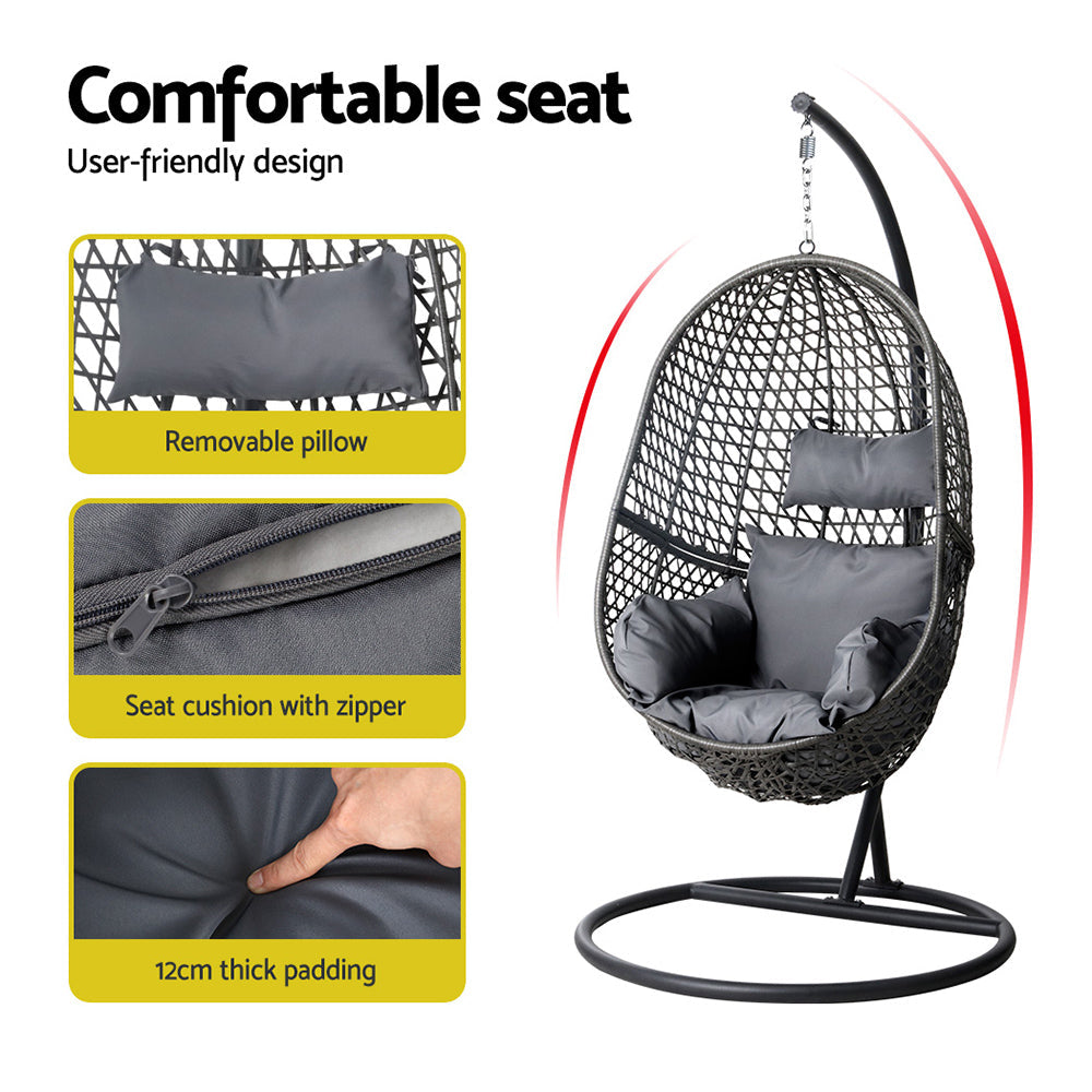 Sorrento Premium Black Swing Chair with Stand
