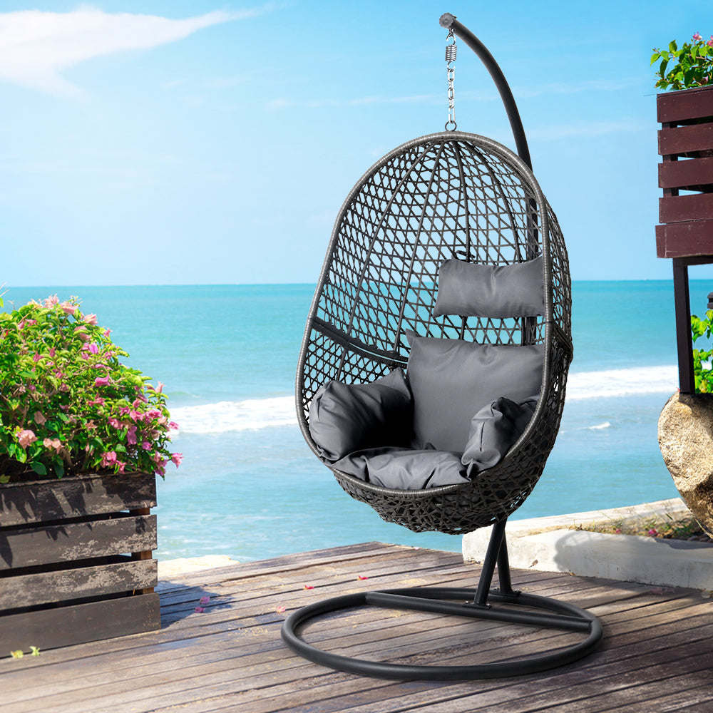 Sorrento Premium Black Swing Chair with Stand