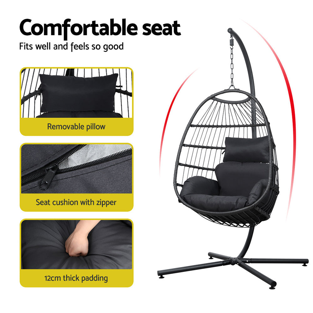 Chair Kingdom Deluxe Grey Egg Swing Chair with Stand