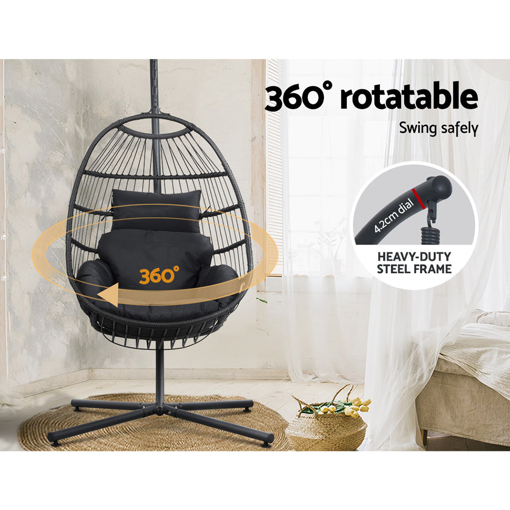 Chair Kingdom Deluxe Grey Egg Swing Chair with Stand