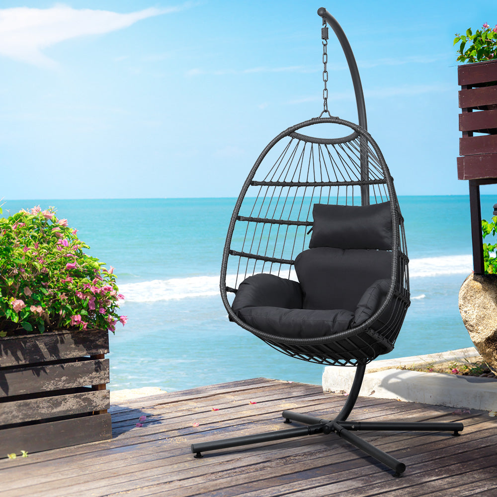 Chair Kingdom Deluxe Grey Egg Swing Chair with Stand